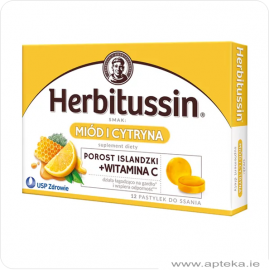 Herbitussin Miód i Cytryna - 12 past. do ssania